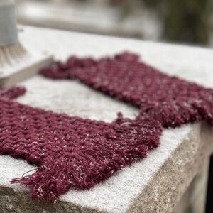 Elegant Burgundy Macramé Mug Rugs Set of 2